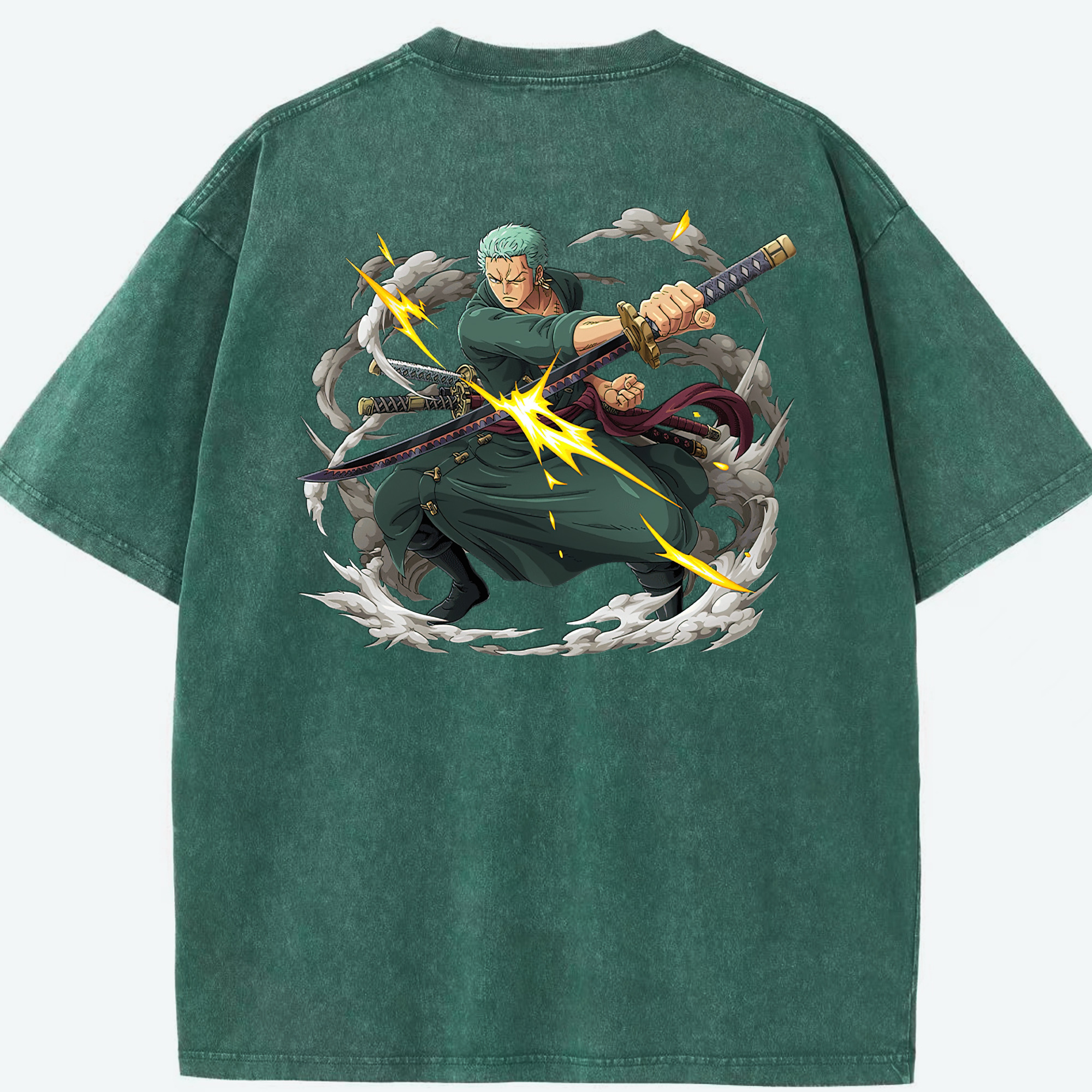 ワンピース ロロノア・ゾロ ONE PIECE Roronoa Zoro 綿100% ヴィンテージ風 半袖Tシャツ（背面プリント）
